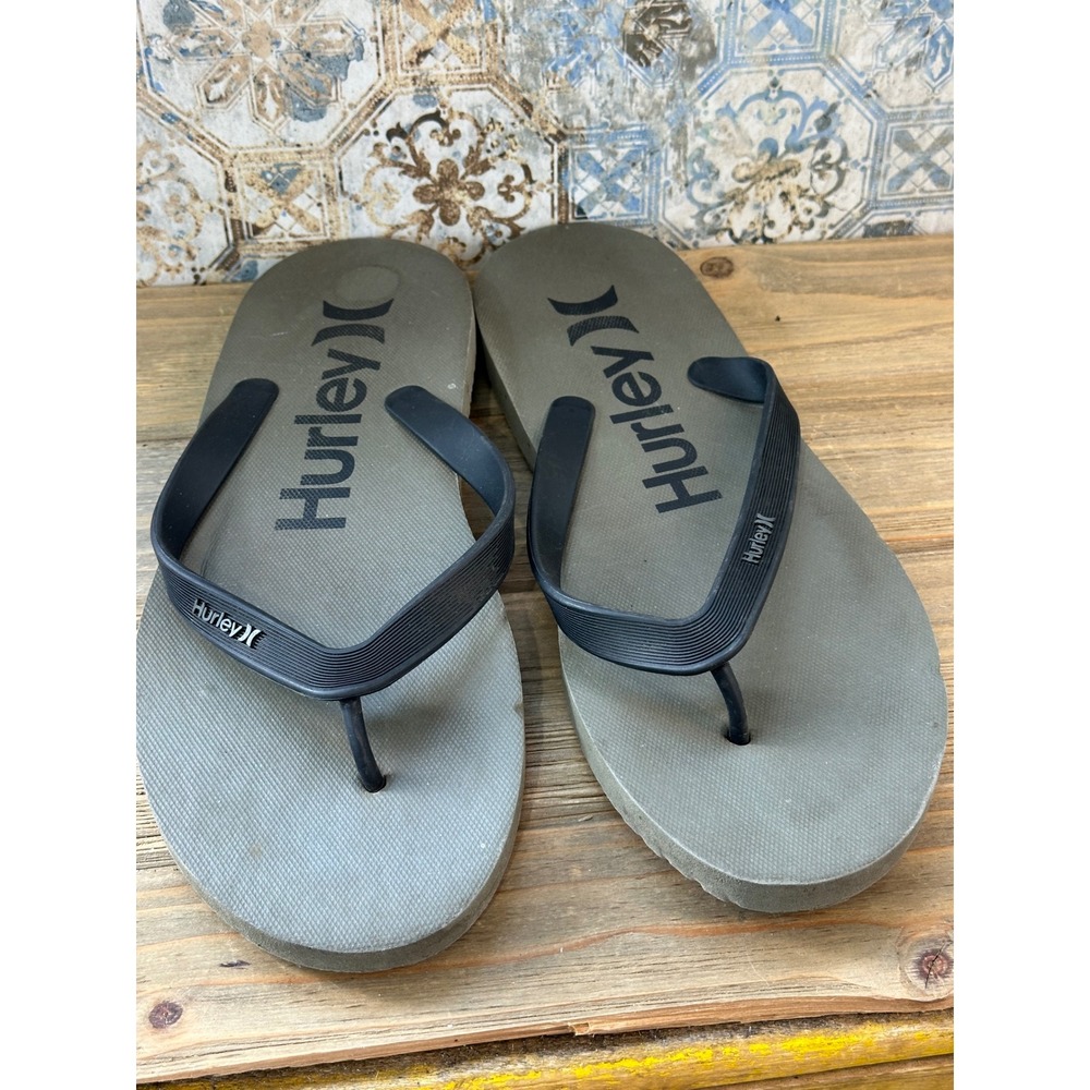 Hurley Flip Flops Thong Sandals Mens 12 Gray Sporty